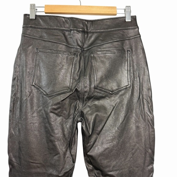 SPANX Faux Leather Ankle Skinny Leggings Luxe Black M High Rise Shaping - Picture 4 of 11